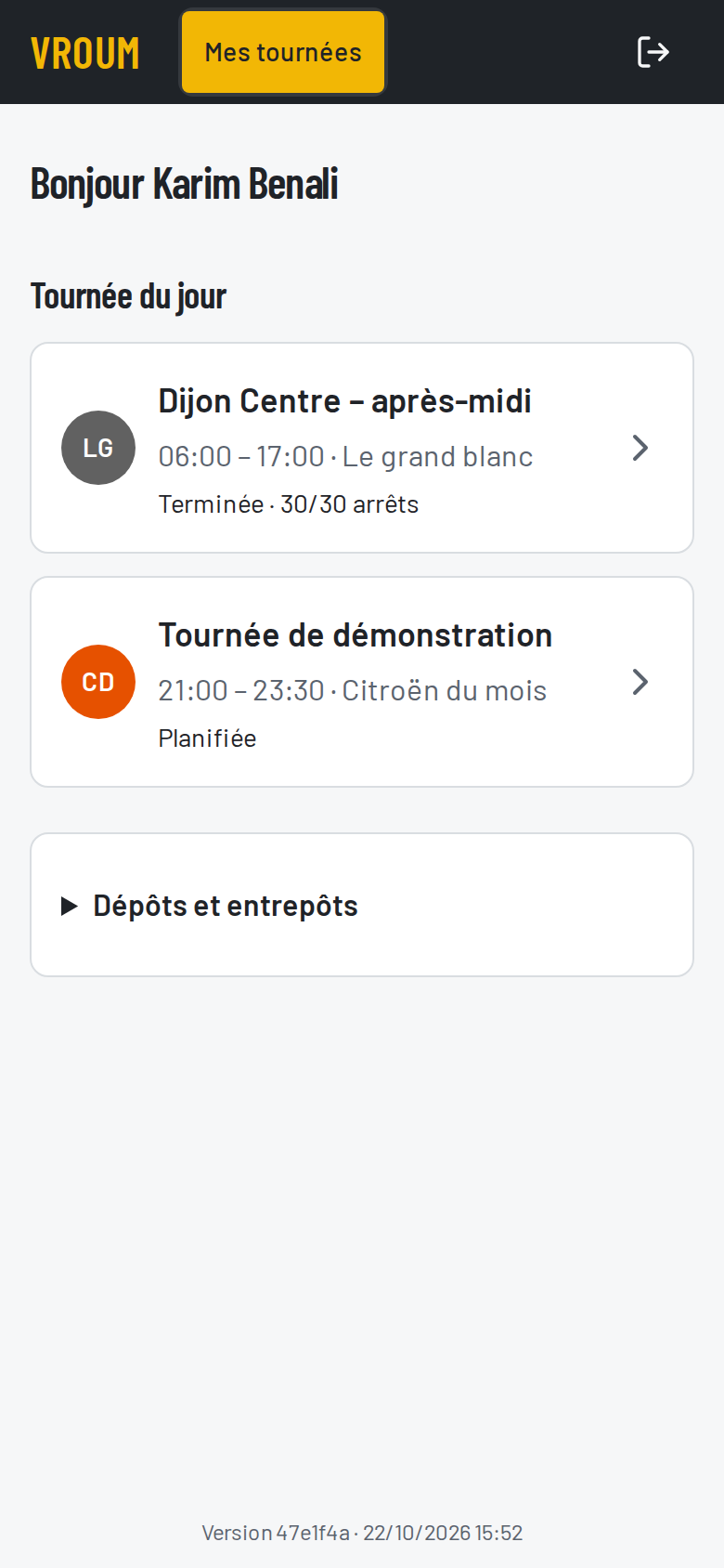 Accueil du chauffeur