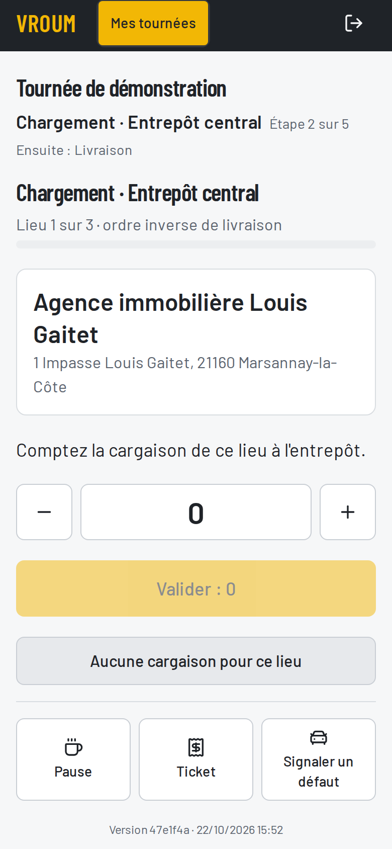 Chargement : le comptage d'un lieu
