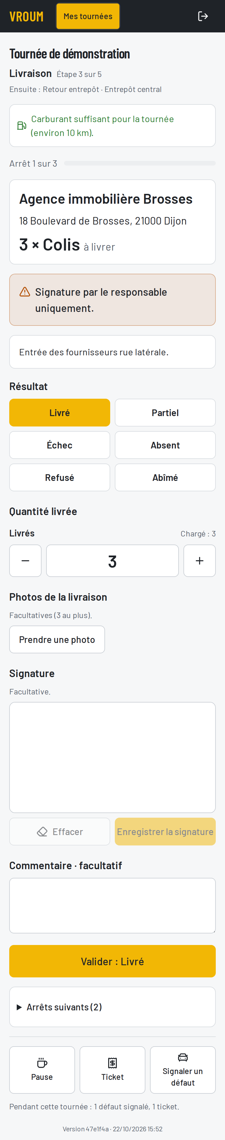 Valider un arrêt