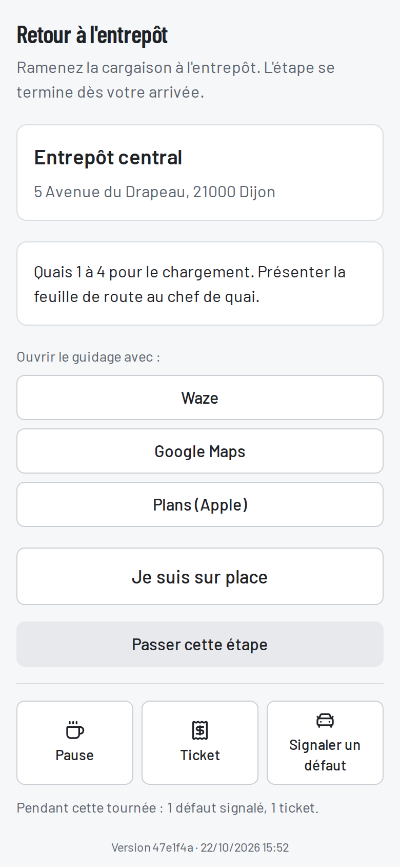 Retour entrepôt