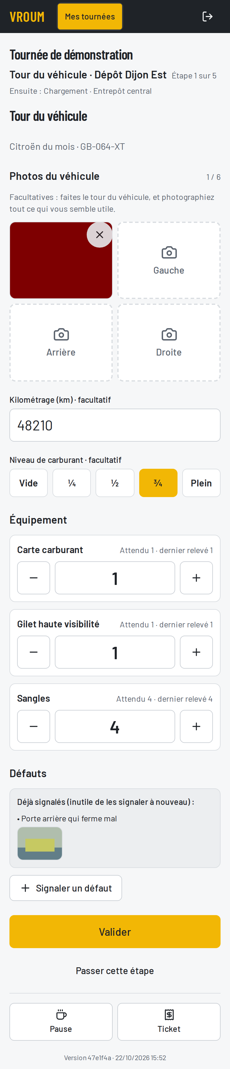 Tour du véhicule