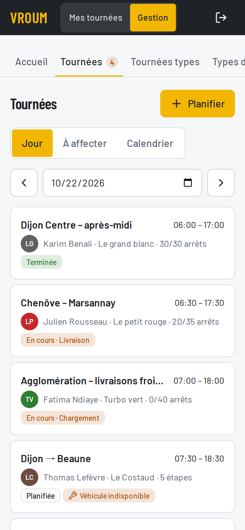 Les tournées sur téléphone