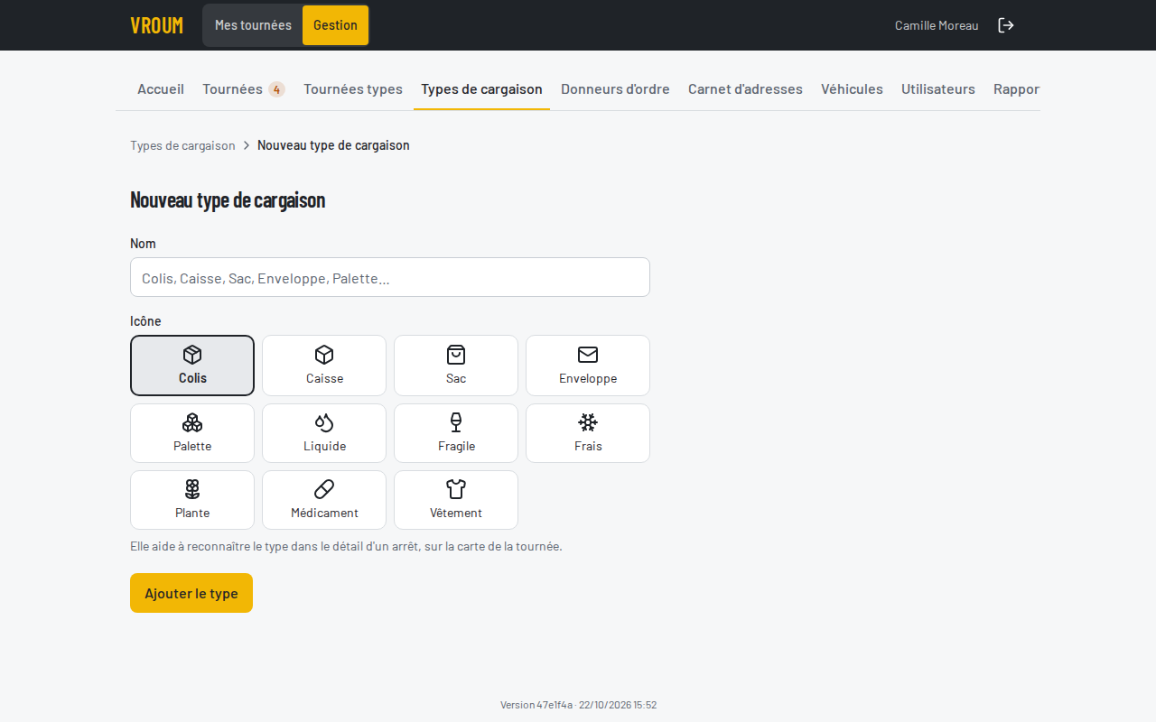Formulaire d'un type